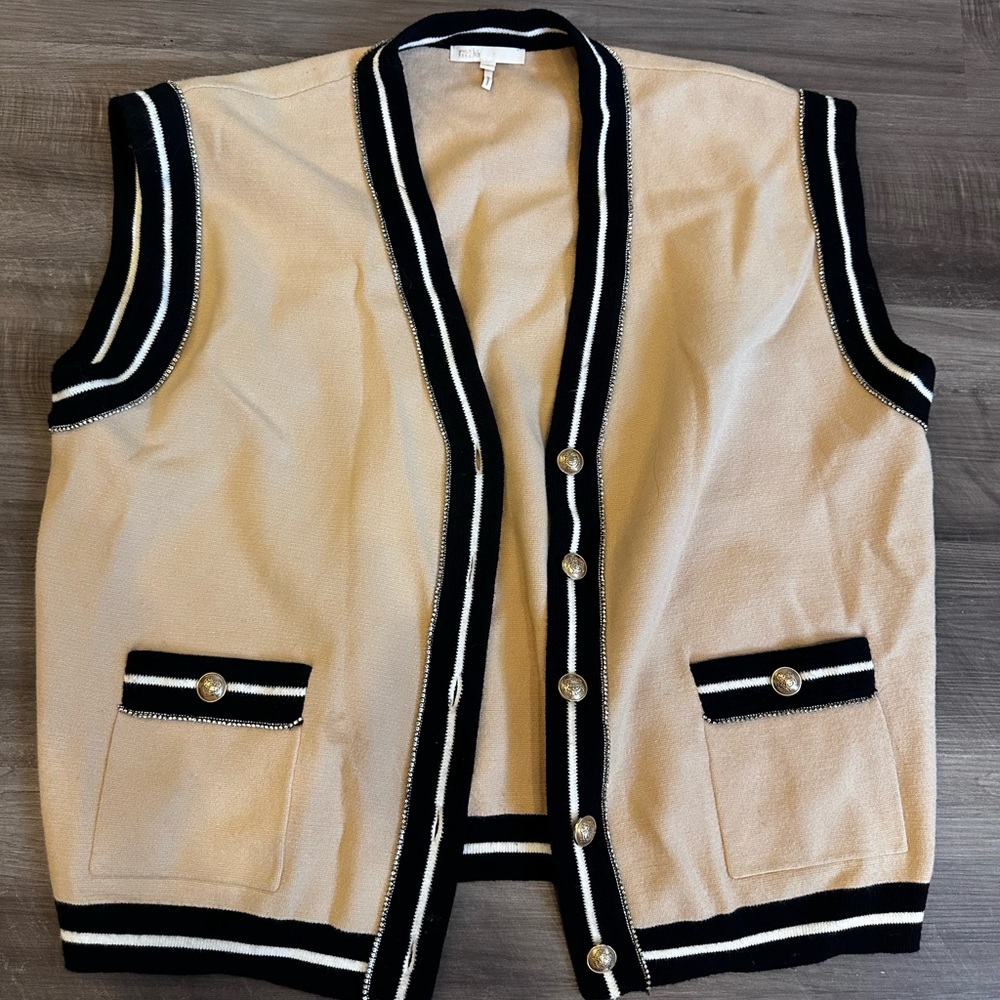 Maje Cream and Black Knit Vest